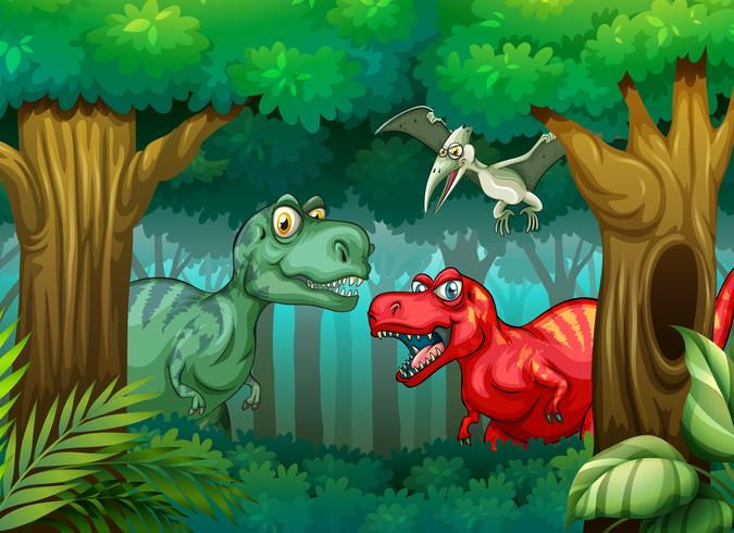 Dinosaur in the forest vector