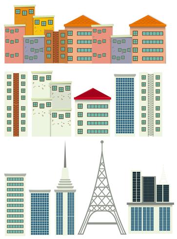 Un conjunto de edificio moderno vector