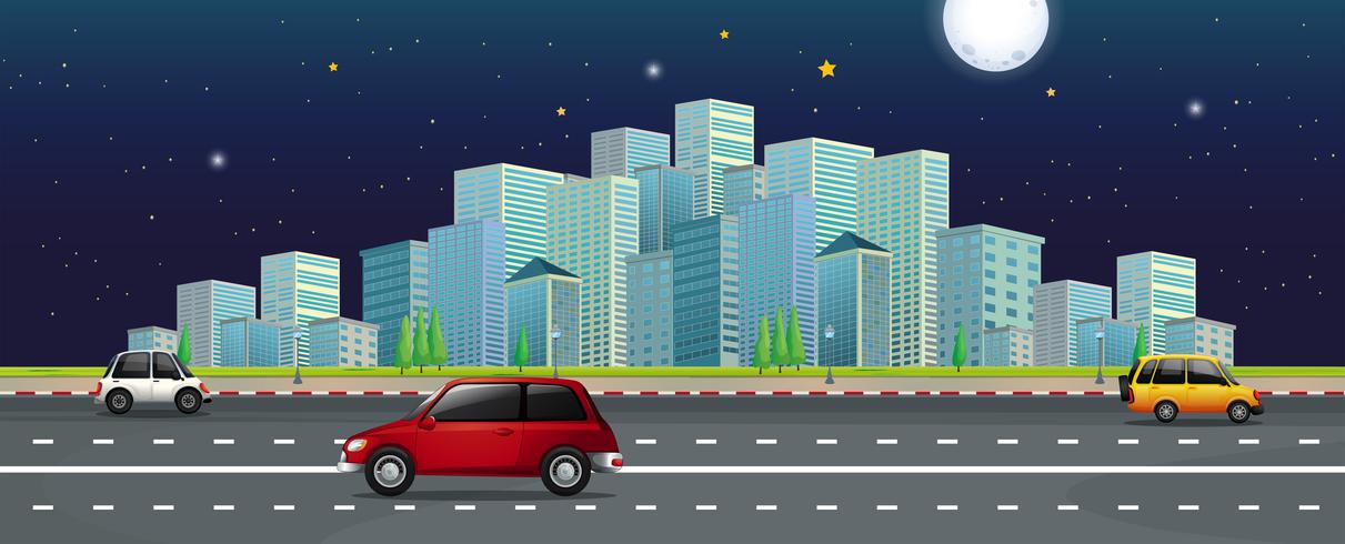 Roadside with Modern Cityscape View vector