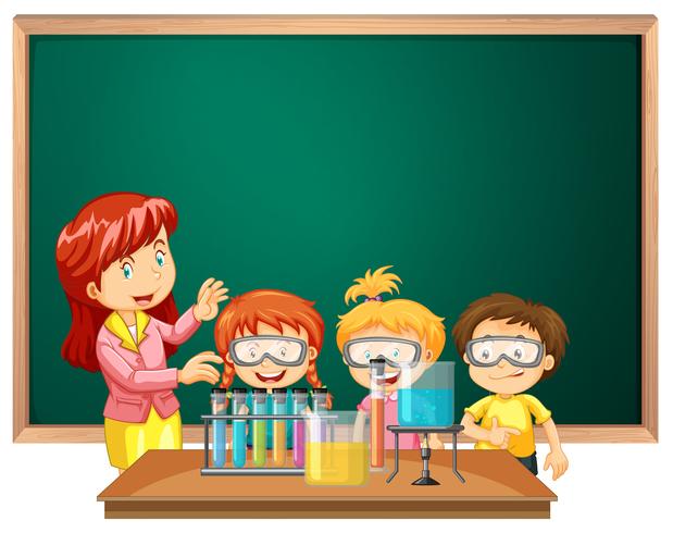Students in the science class vector