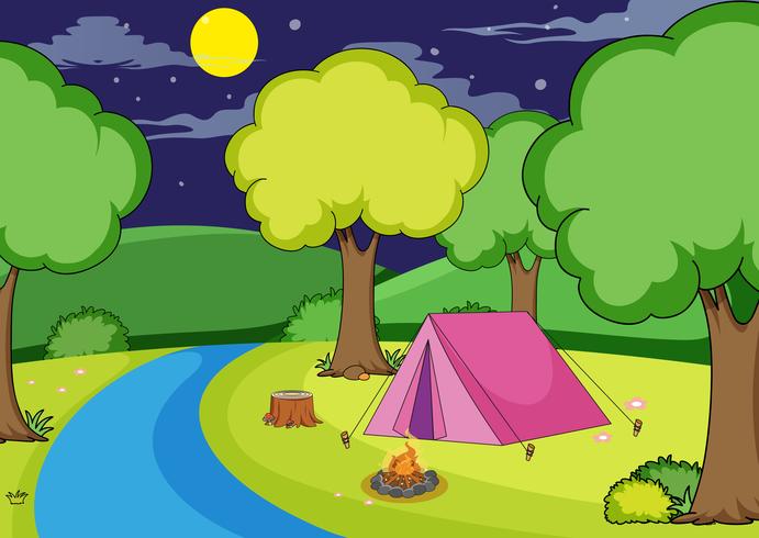 Camping in the forest vector