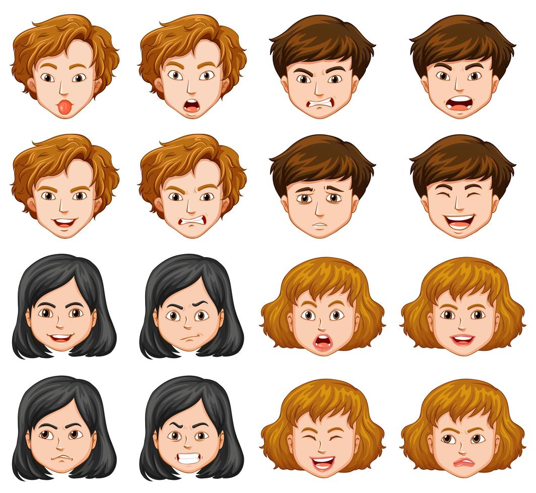 People with different facial expressions 418918 Vector Art at Vecteezy