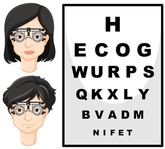 Hombre y mujer con gafas de prueba vector