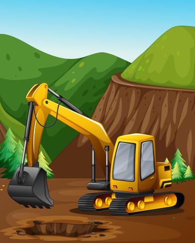 An Excavator Diging the Ground vector