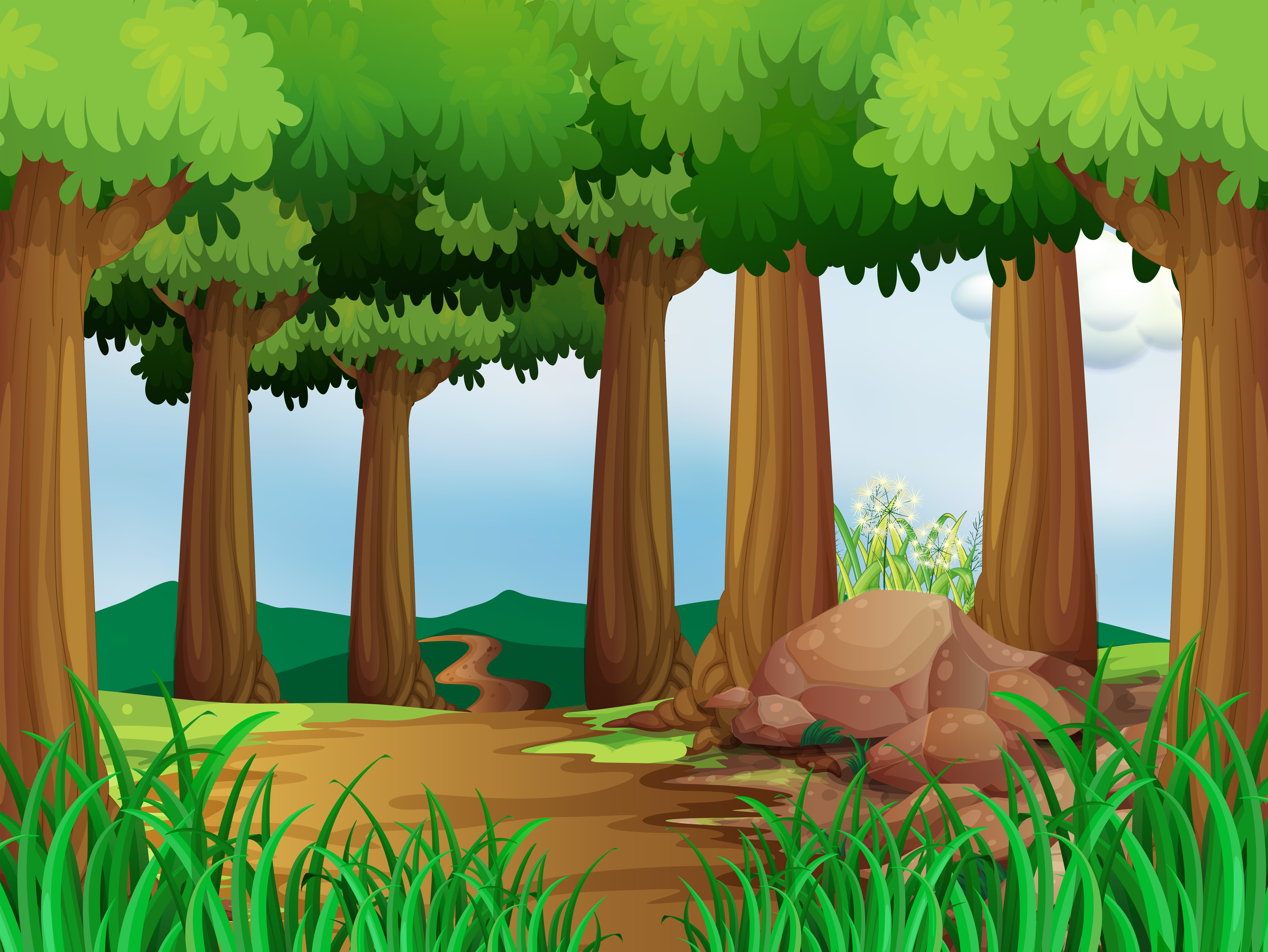 httpsvector art418933 nature scene with hiking track in the forest