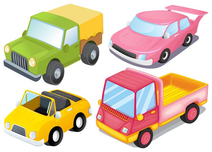 Cuatro vehículos coloridos vector