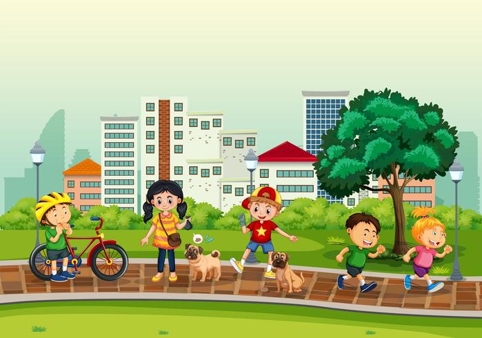 Niños y actividades al aire libre. vector