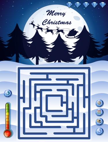 Plantilla de juego de laberinto con tema de navidad vector