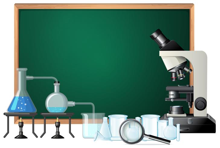 Blackboard science equipments template vector