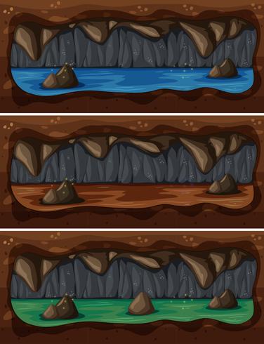 A Set of Underground Cave River vector