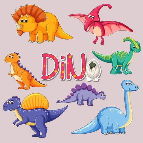 Set of dinosaur sticker vector