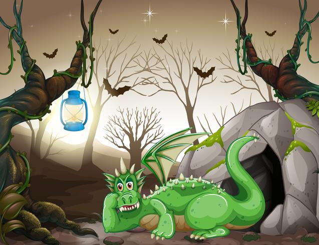 A Green Dragon in Front of c vector