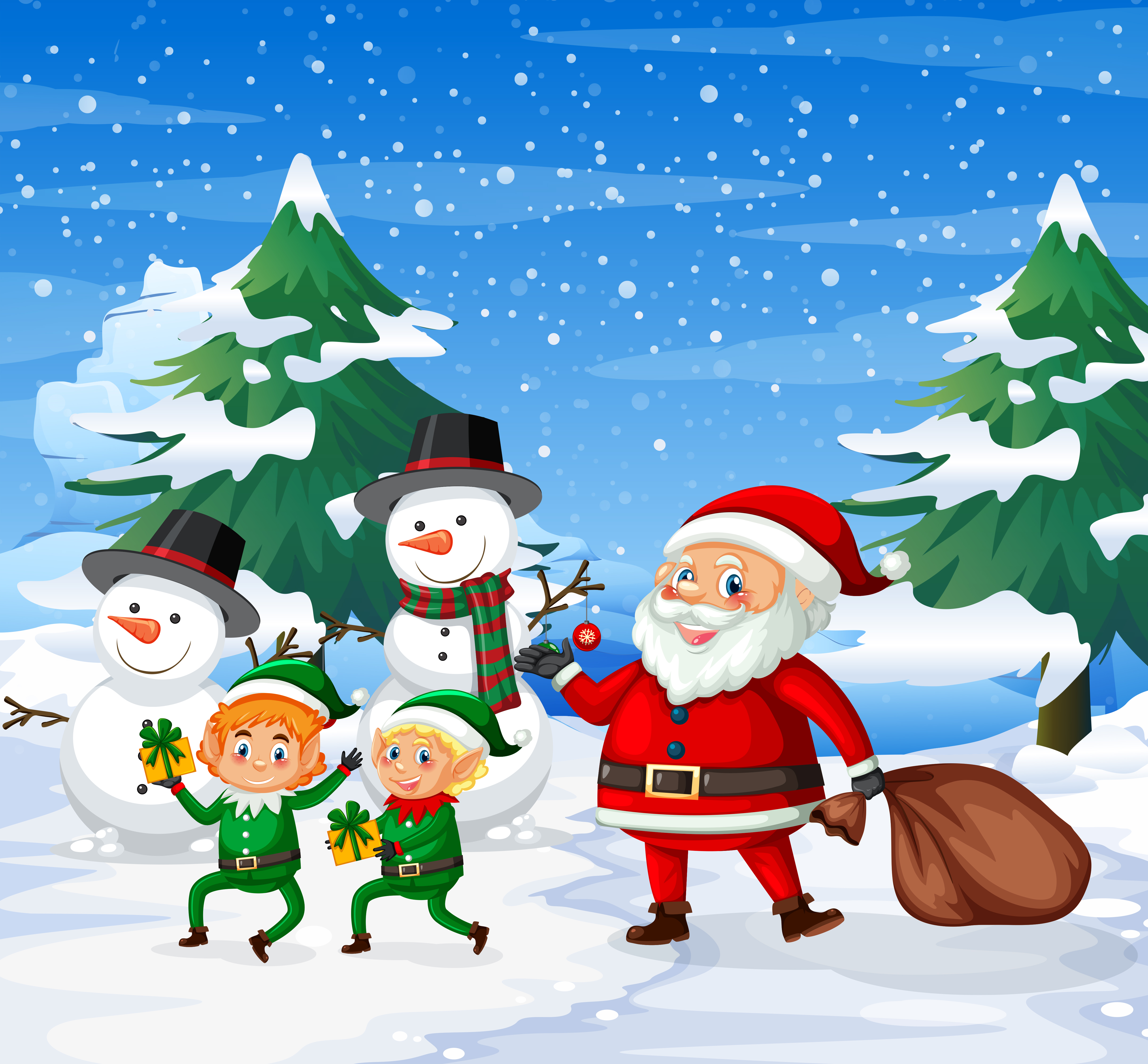 Happy santa and elf ourdoor background - Download Free ...