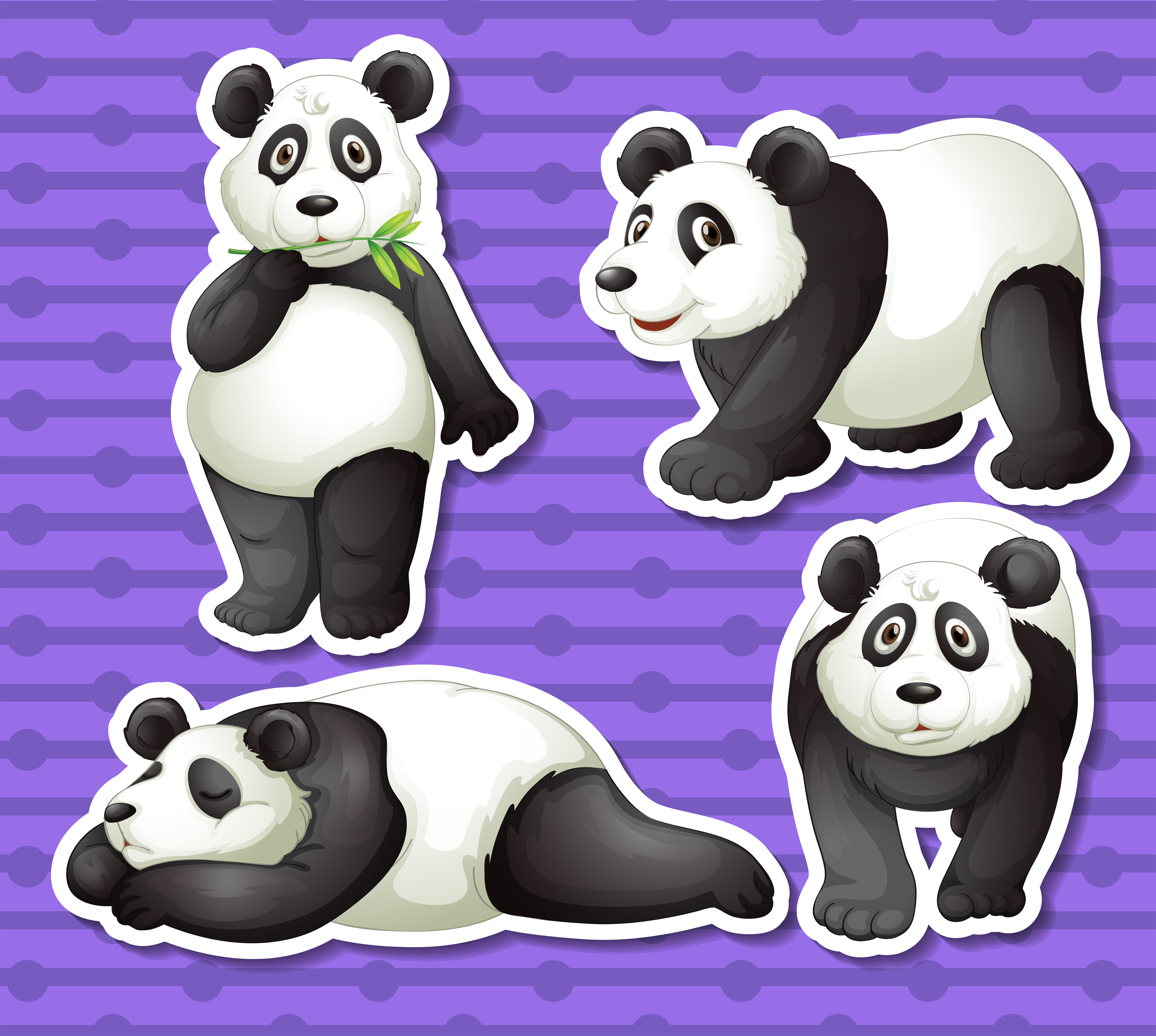 Панда в графике. Панды не размножаются. Панда клипарт. Cute panda character vector design stock. Pandas set.
