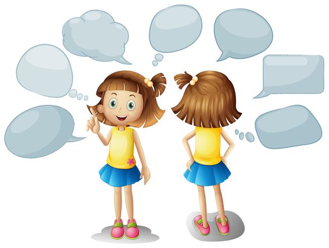 Cute girl with blank speech bubbles vector