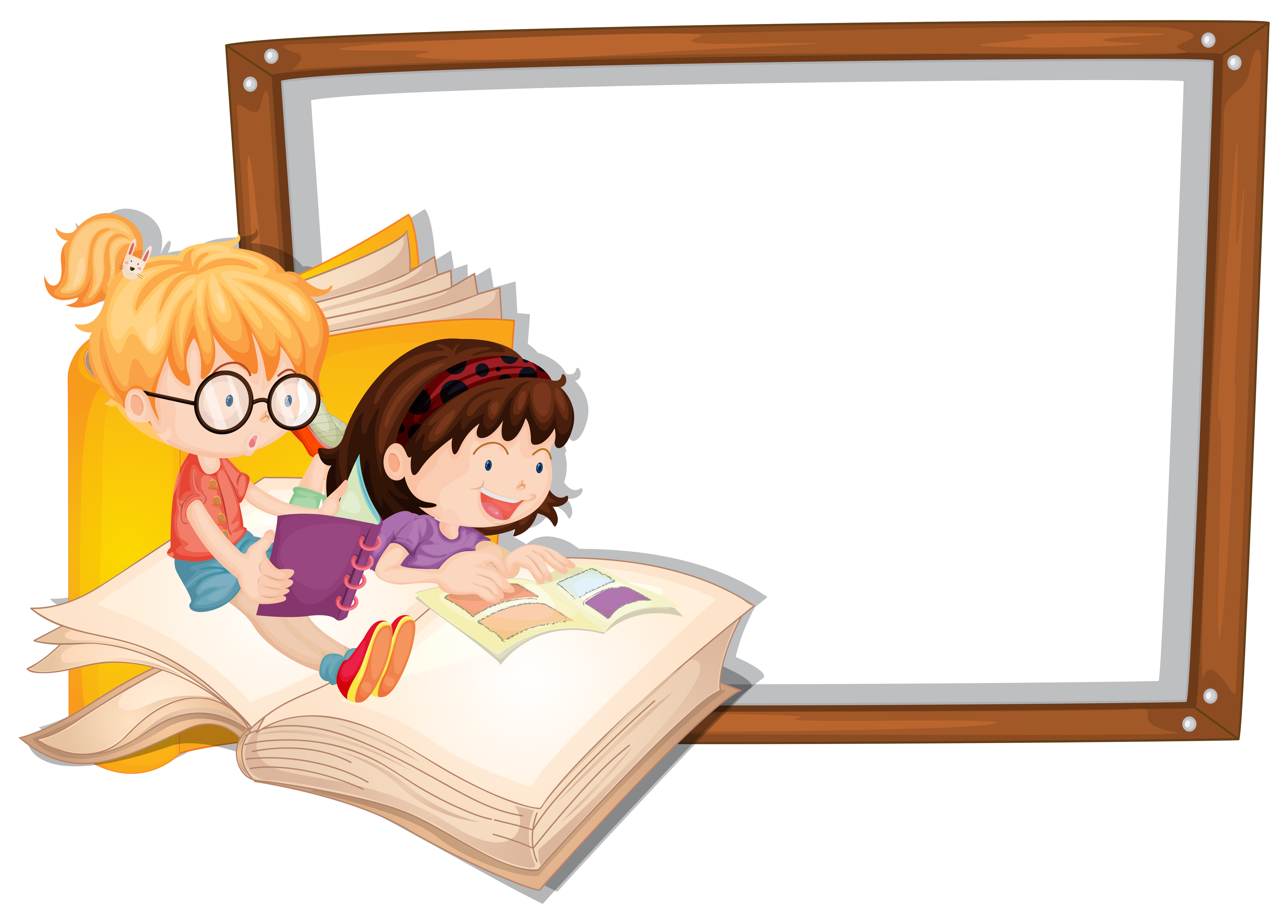 border-template-with-two-girls-reading-419090-vector-art-at-vecteezy