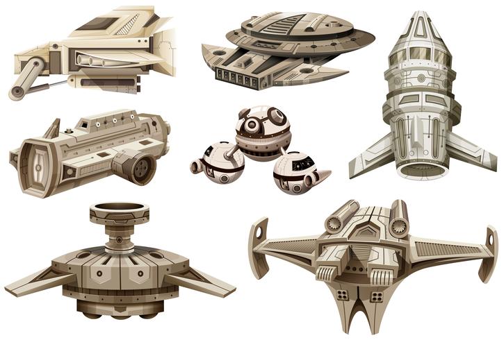 Different designs of spaceships vector