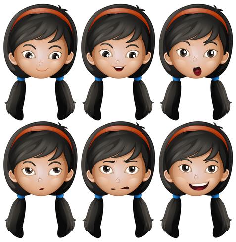 Girl with different emotions vector