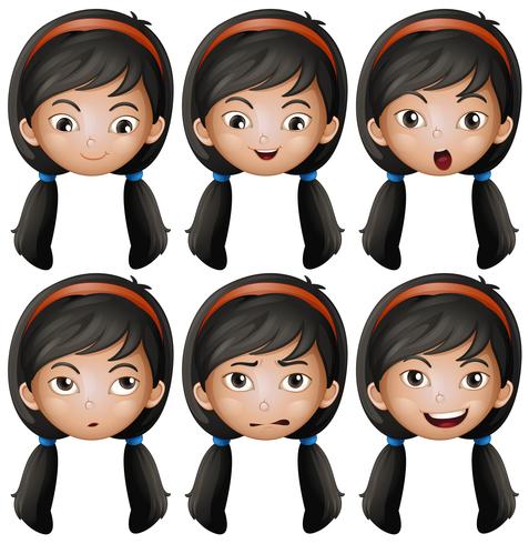 Girl with different emotions vector