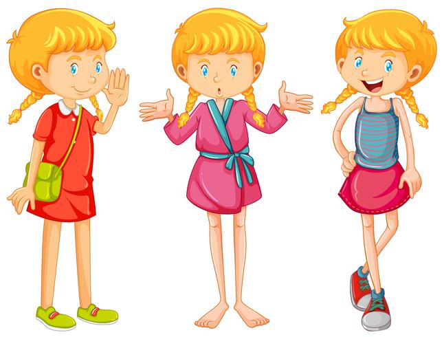 Girl in three clothes vector