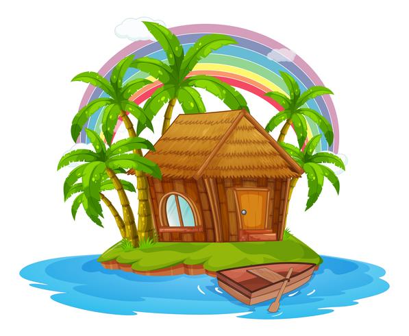 A Hut on a Beautiful Island vector