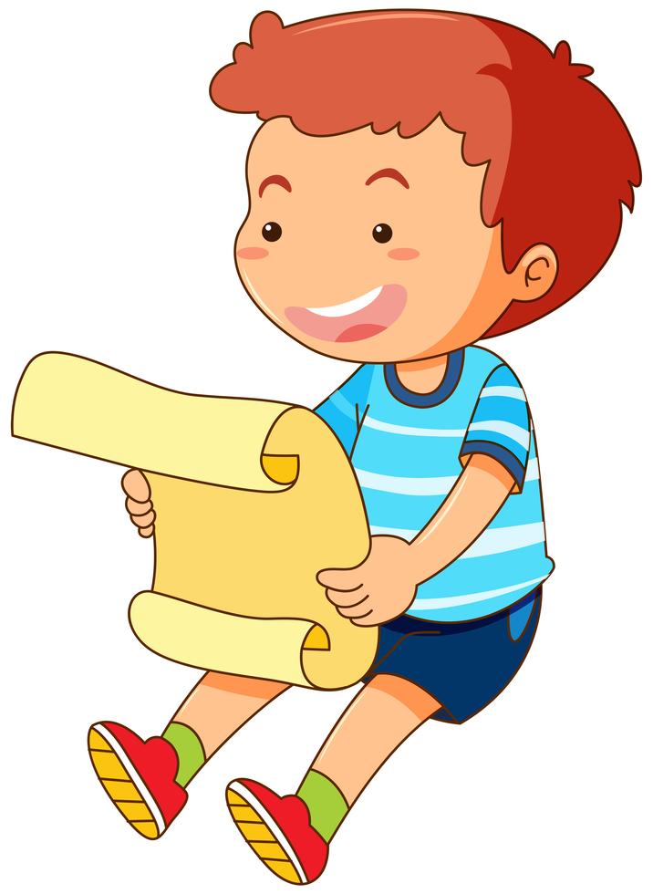 Little boy reading paper 419138 Vector Art at Vecteezy