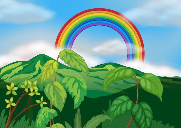 Un hermoso paisaje de montaña verde vector