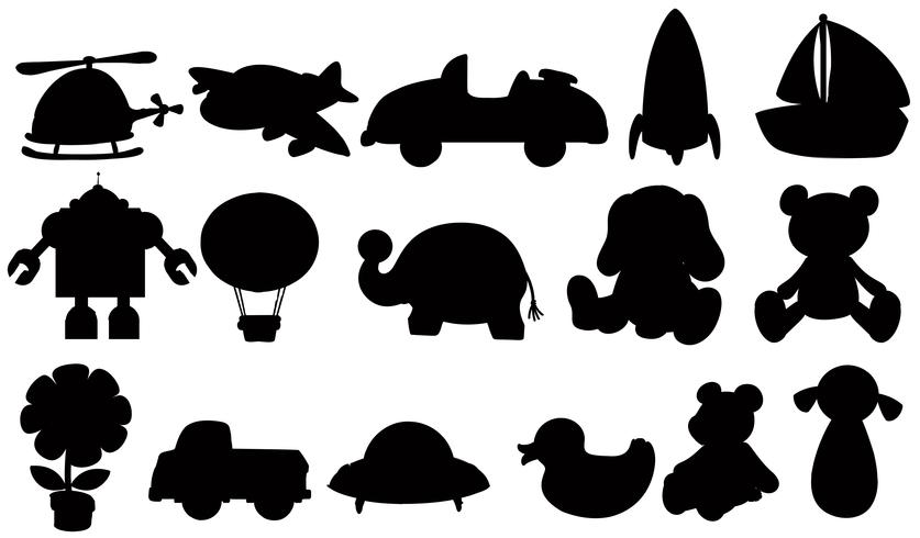 Silhouette set of toys vector