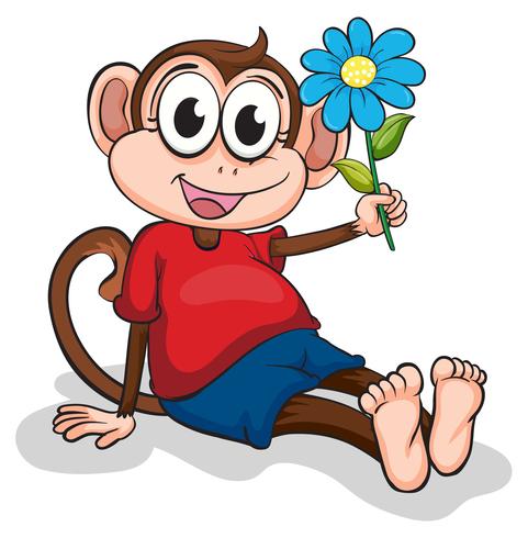 A monkey with a blue flower vector