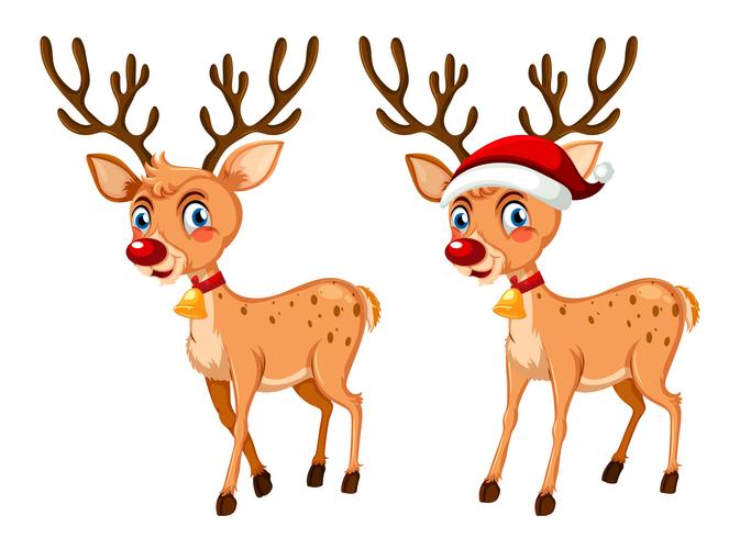 Two happy christmas reindeer vector