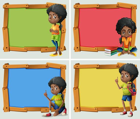 Frame design with African American girl vector