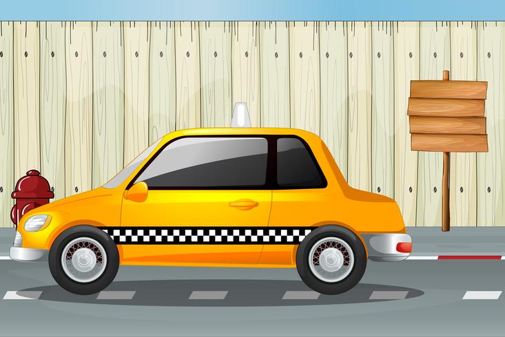 A car, a fire hydrant and a notice board vector