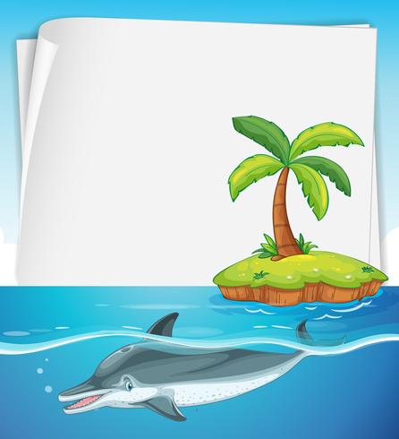 Diseño de papel con delfines en el mar. vector