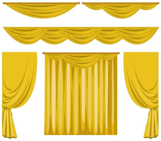 Different pattern of yellow curtains vector