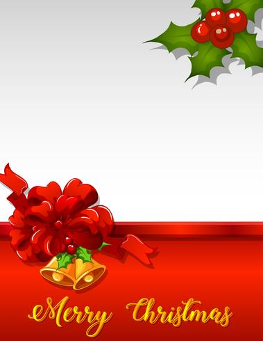 Plantilla de tarjeta de Navidad con muérdagos y cinta roja vector