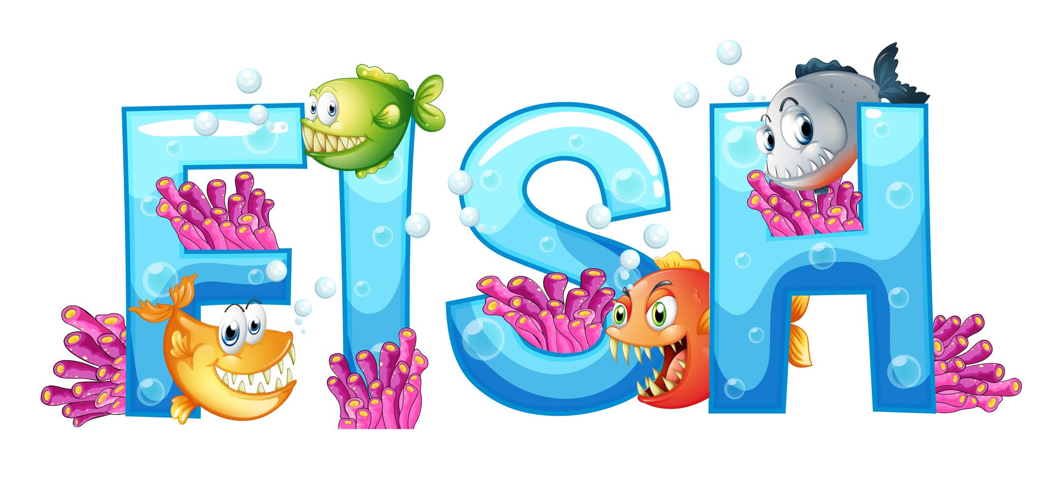Font design for word fish 419216 Vector Art at Vecteezy