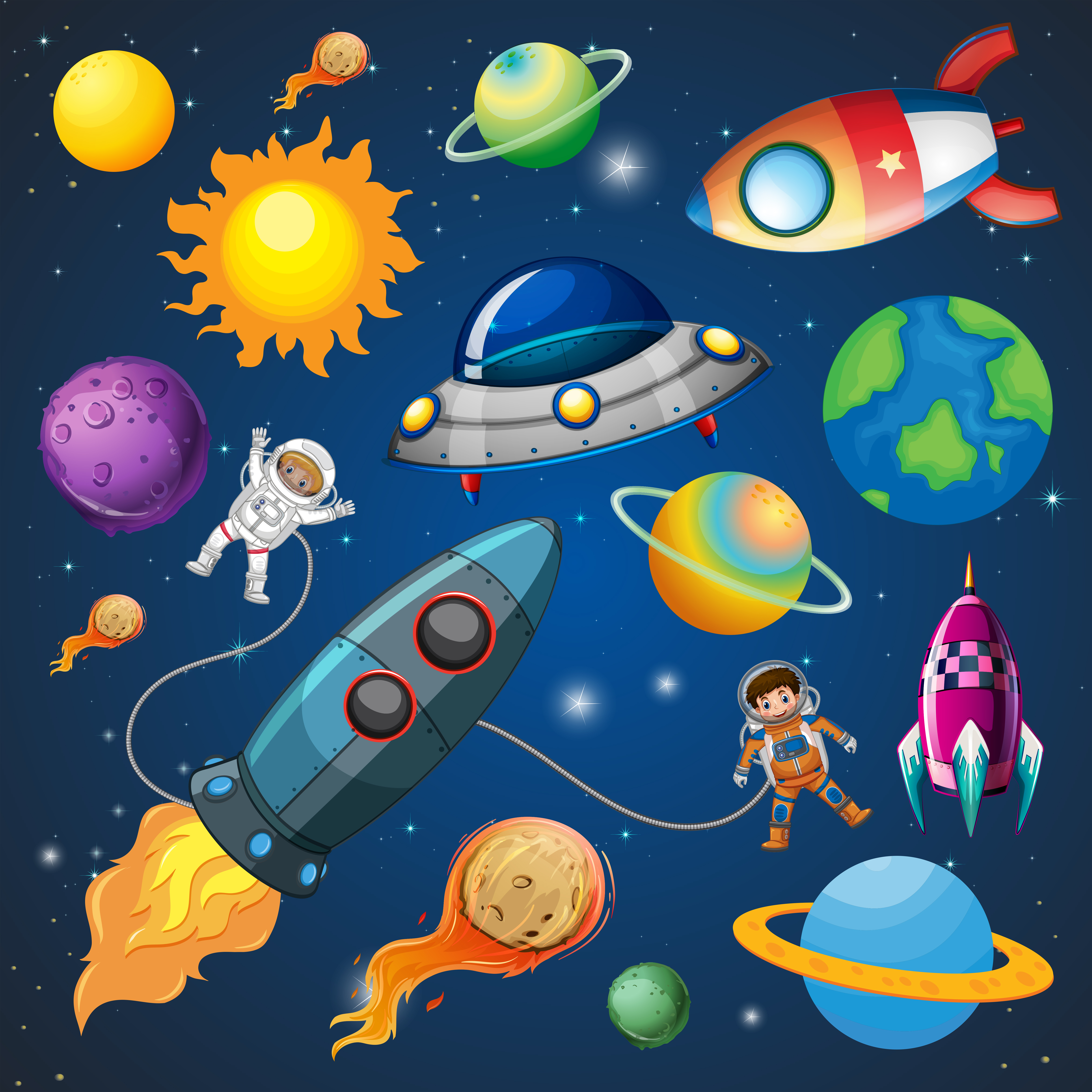 Space adventure, spaceship astronaut and planets in galaxy sky, vector  retro poster. Space exploration, spaceman in spacesuit and spacecraft on  orbita Stock Vector Image & Art - Alamy