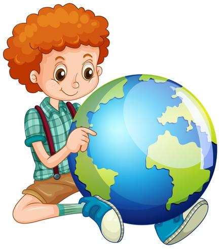 Little boy and the world vector