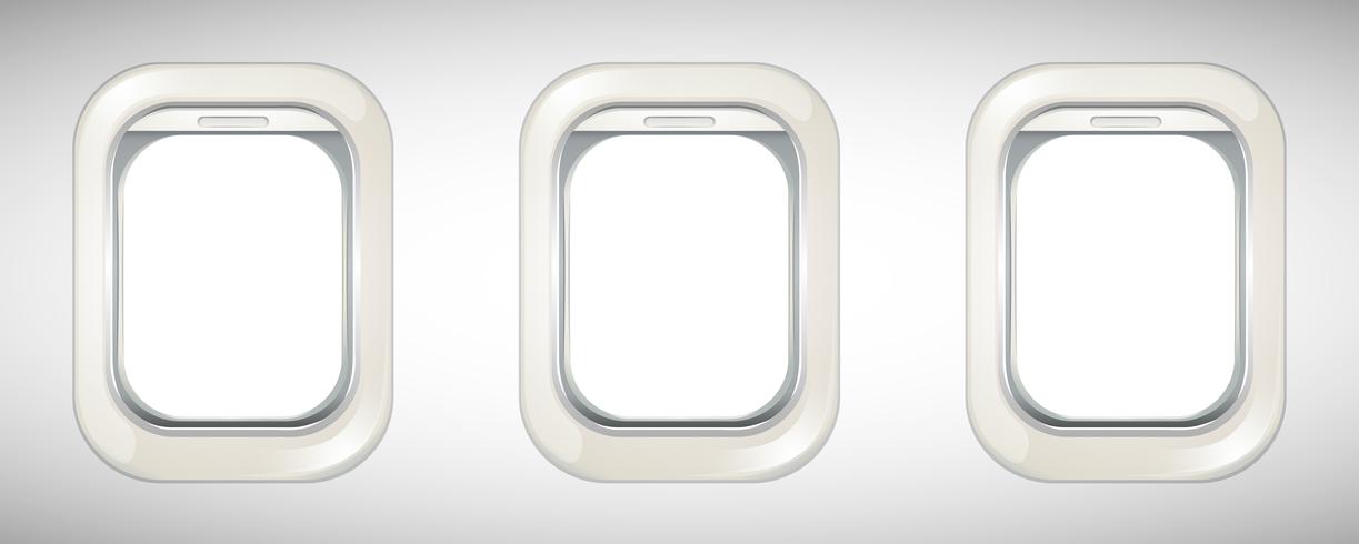 Three airplane windows with screen open vector