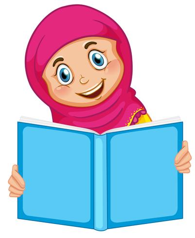 A muslim girl reading a book vector