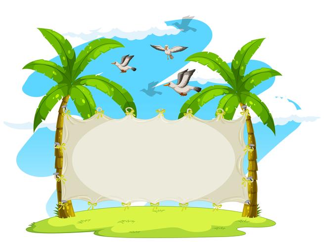 Blank sign on coconut trees vector