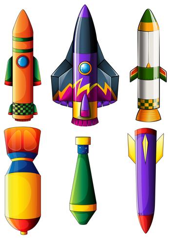 A group of colorful rockets vector