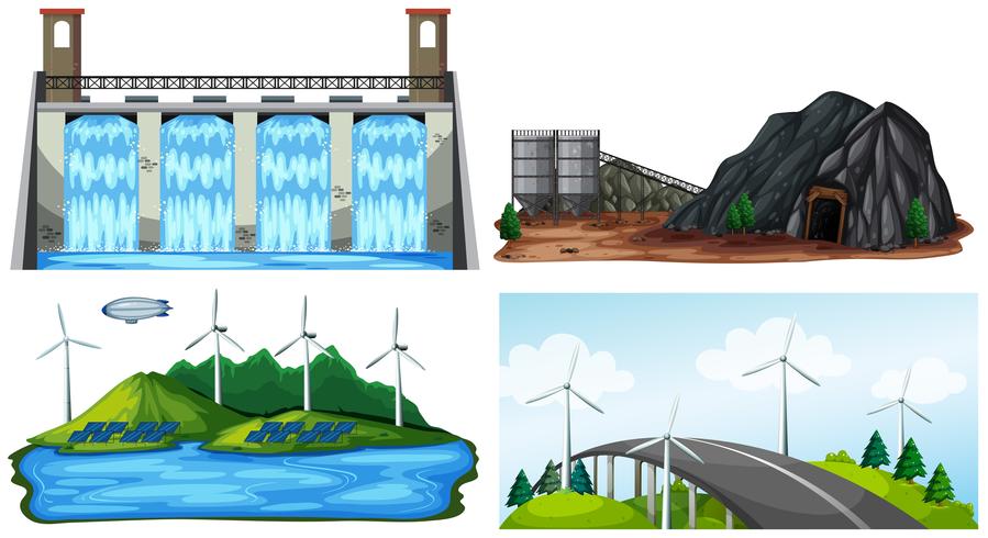 Un conjunto de planta de energía eléctrica natural vector