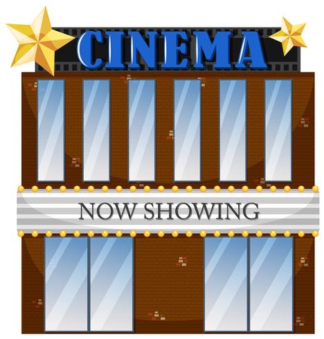 A cinema building on white background vector