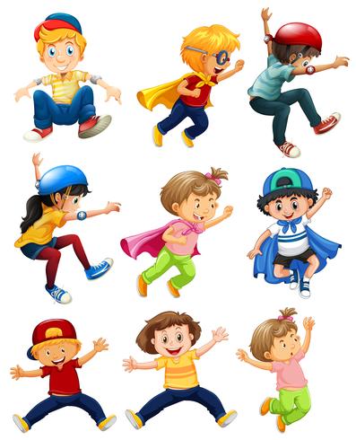 Un conjunto de niños urbanos. vector