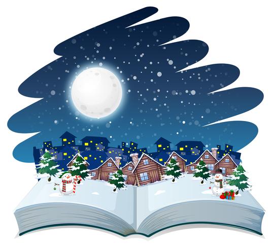 Open book winter outdoor theme vector