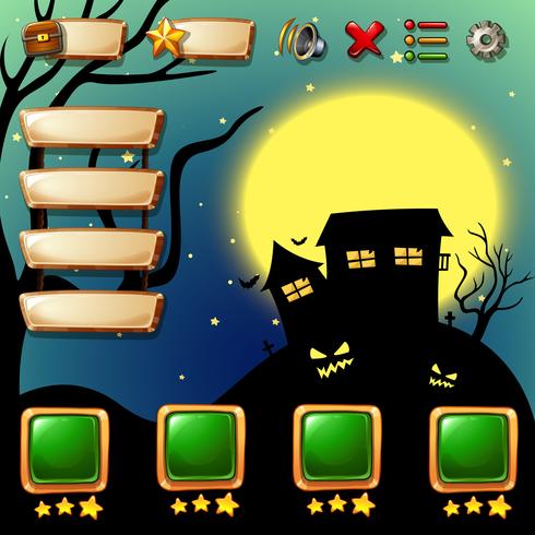 Game template with halloween background vector