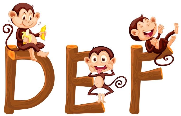 Monkeys on english alphabet vector