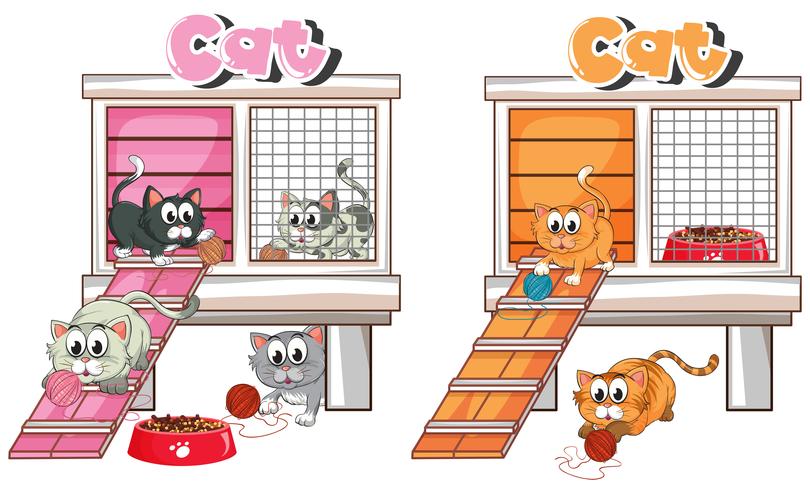 Many cats in cat cage vector