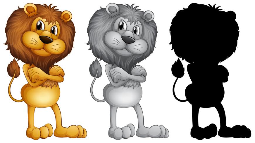 Set of male lion standing vector